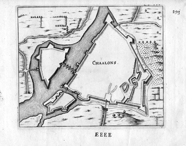 1666 - Chalons-en-Champagne Marne France Gravure Estampe Gravure sur Cuivre