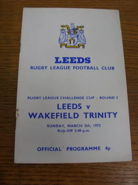 05/03/1972 Rugby League Programme: Leeds v Wakefield Trinity [Challenge Cup] (ru