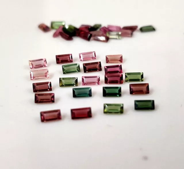 Natural A+++ Pink, Green Tourmaline 2x4 mm Baguette Cut Gemstone  Lot