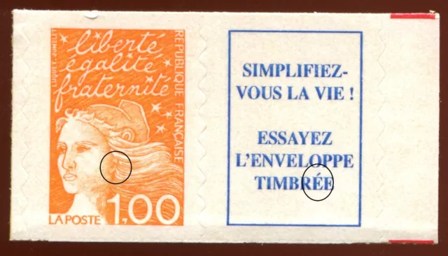 TIMBRE VARIETES : LUQUET : 1,00 ORANGE N° Yvert : 3101 Q11G T 2 avec 2 RE