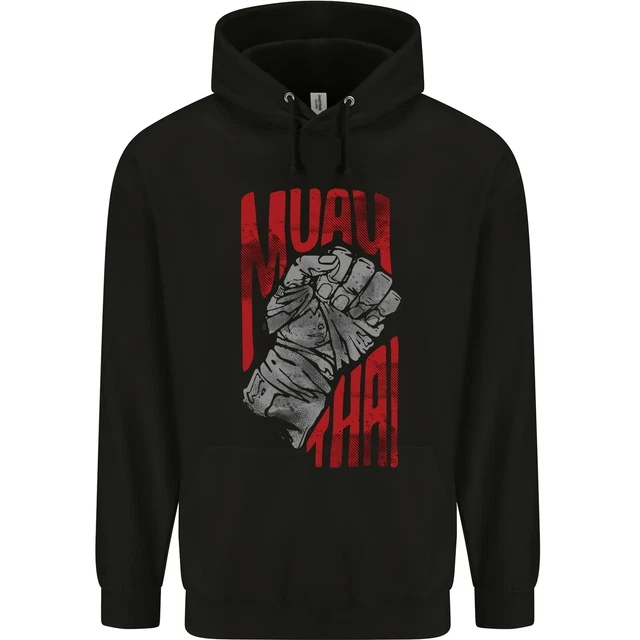 Felpa con cappuccio Muay Thai Fighter Fist MMA arti marziali da uomo 80% cotone