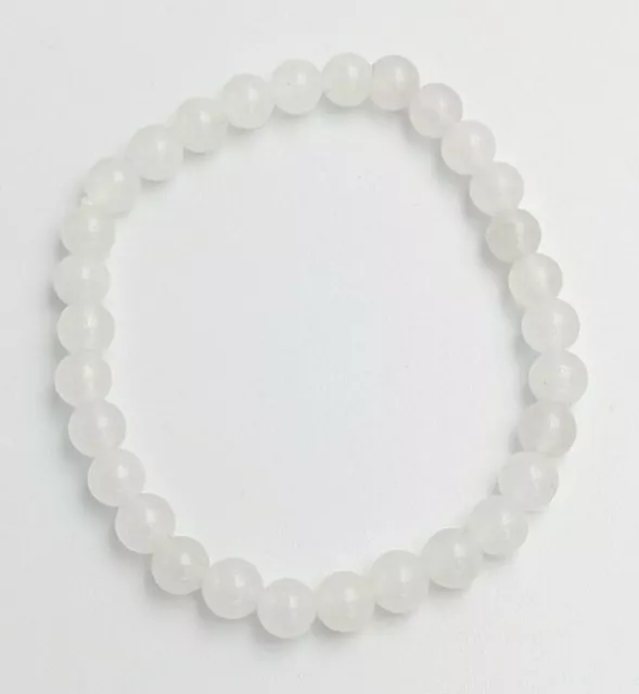 BRACELET EN PIERRE NATURELLE POLIE JADE BLANC bijoux chakra perle 6mm AA