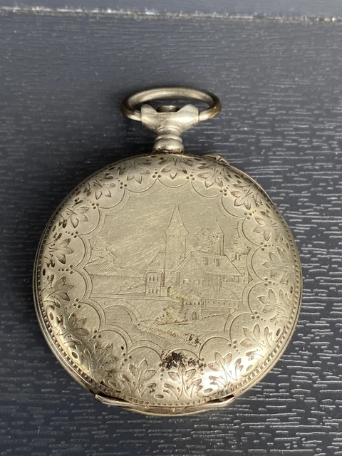 ANCIENNE MONTRE A GOUSSET REGULATEUR DECOR DE FLEURS VINTAGE POCKET