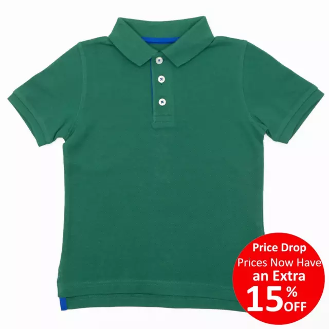 Mini Boden Boys Polo Shirt Green Pique Summer Holiday Casual Short Sleeve Sale