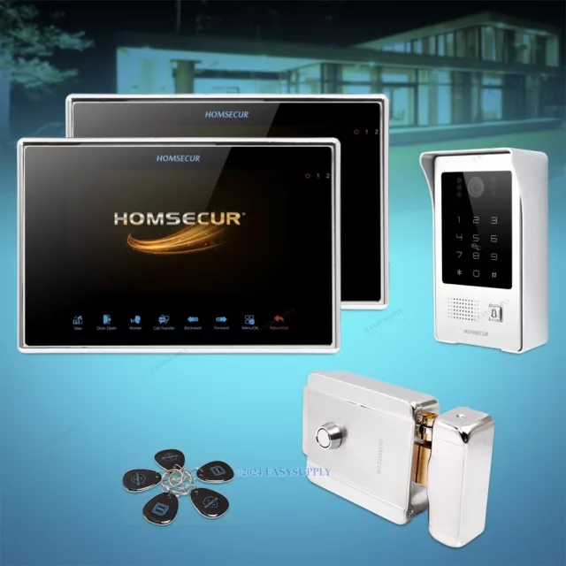 HOMSECUR 7" Kit Interphone Vidéo Entrée Sécurité Accès RFID pour Appartement