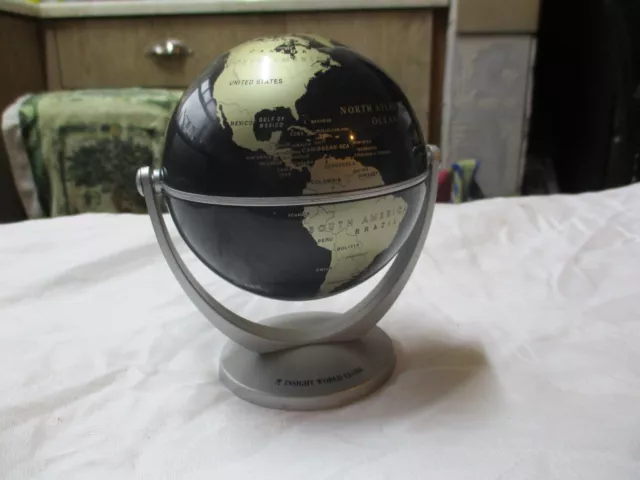 Small Insight World Globe:  Rotating & Tilt Desktop Globe - Black & Gold