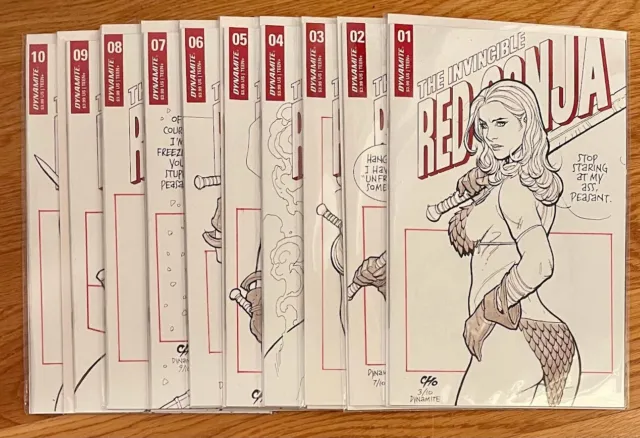 INVINCIBLE RED SONJA #1 2 3 4 5 6 7 8 9 10 FRANK CHO Sketch Variant Cover Set NM