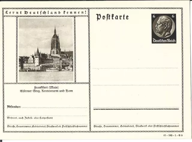 Empire Allemand Entier Postal P 236 Francfort Main DD41-182-1-B9