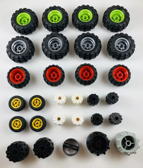 Lego Technic Wheels Rims Bulk Lot 29pc City Construction Trucks Vehicle Tires