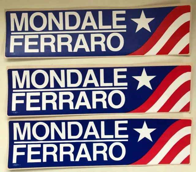 3 1984 MONDALE FERRARO President Political CAMPAIGN BUMPER STICKER Democrat