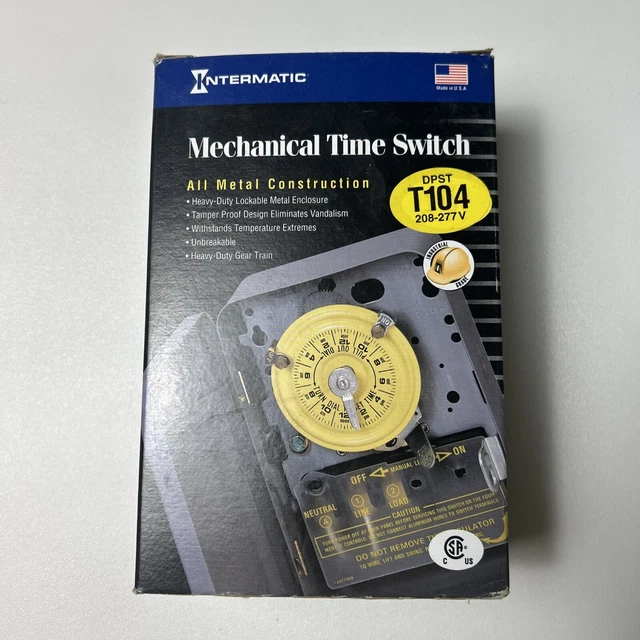 INTERMATIC T104 24 hour Mechanical Time Clock Switch DPST 208V to 277V