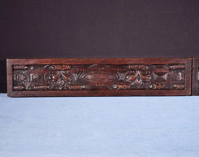 *French Antique Hand Carved Architectural Drawer Fronts/Panels in Solid Oak Wood 5