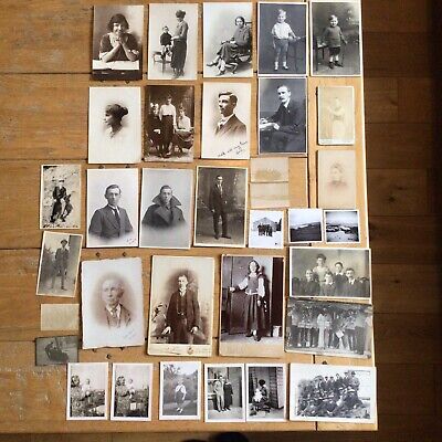 Antique Vintage Group Of 34 Family Portrait Photos - Victorian To 1920s