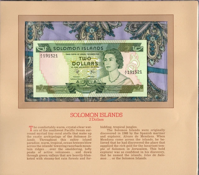 Most Treasured Banknotes Solomon Islands $2 1977 P-5a UNC A/2 191521