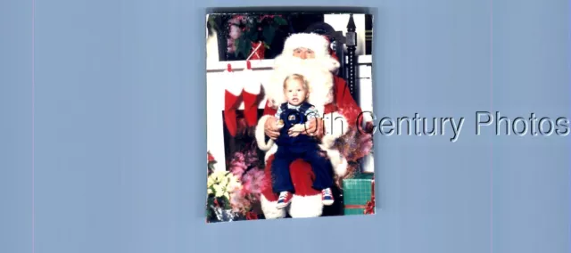 Found Color Photo O+8806 Boy Sitting On Santa Claus Lap