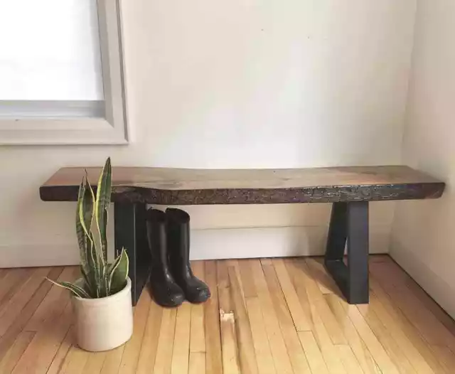 Rustic Live Edge Wood Bench, Entryway Bench, Plant Stand, Console Table