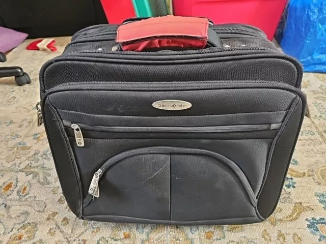 Samsonite black rolling wheel portfolio padded laptop luggage carry-on briefcase