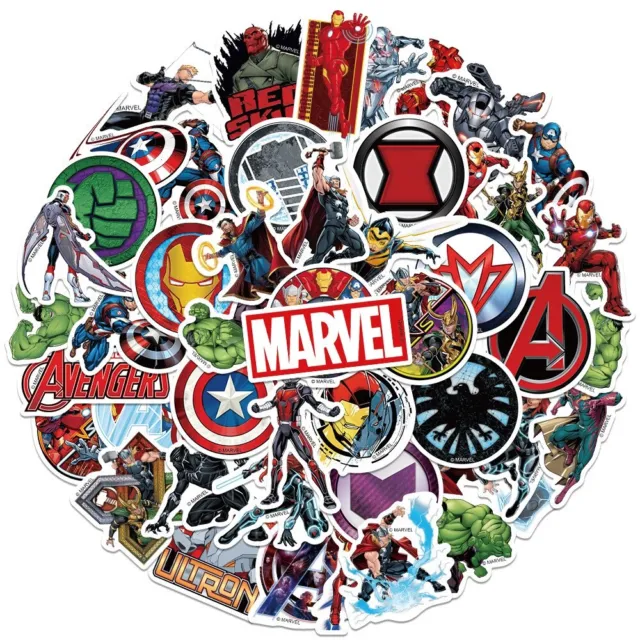 50PCS Superhero Stickers Avengers Marvel Iron Man Hero For Laptops Phone Bike