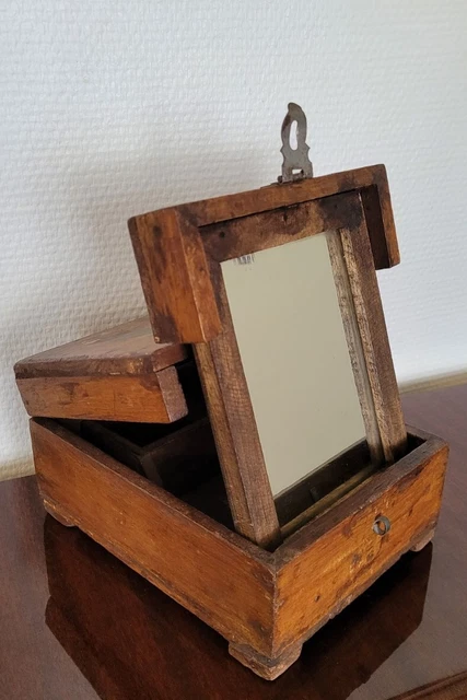 Boîte à Bijoux Ancienne Coffre En Bois Avec Miroir - Vintage, Parfaite Pour Rangement Ou Déco