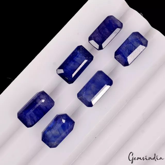 6 Pcs Natural Ceylon Sapphire 10mm-11mm Octagon Cut Ring Size Loose Gemstones