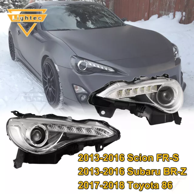 For 13-16 Scion FR-S Subaru BRZ Headlights LED DRL Lamps Chrome Clear Lens Pair