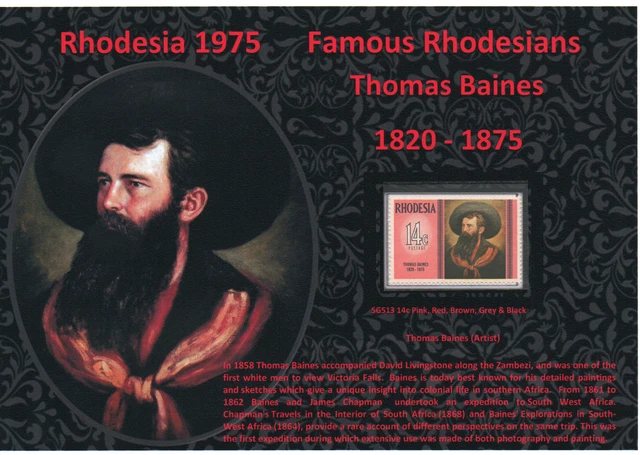 RHODESIA 1975 LOVELY Display Of Famous Rhodesians Thomas Baines Mint ...