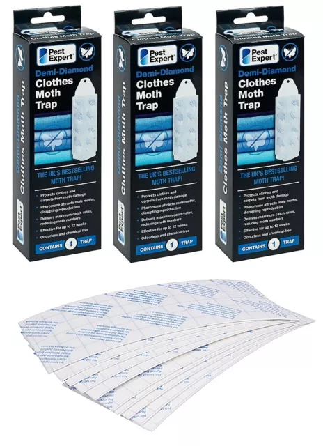 Clothes Moth Traps x10 (Demi Diamond) from Pest Expert - 3 Holders &10 Refills