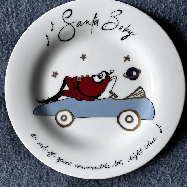 VTG Pottery Barn Santa Baby Christmas Dessert Plates 8 1/2" Full Set of 8