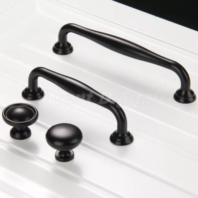 Black Kitchen Cabinet Door Handles Zinc Alloy Cupboard Wardrobe Drawer Pull Knob