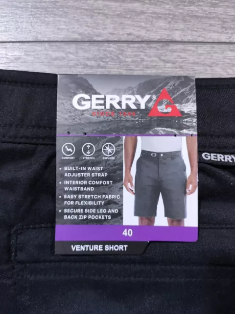 GERRY SHORTS MENS Size 40 Black Venture Cargo Side Pocket Belt Adult ...