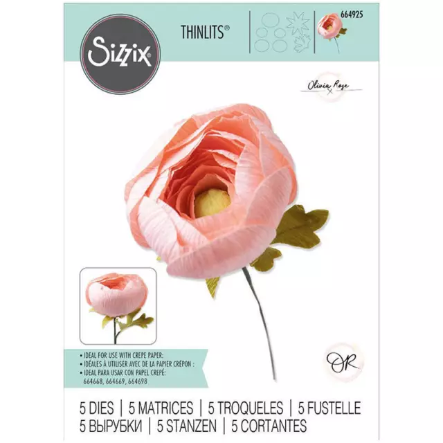 SIZZIX Stanzform Präge Stanzschablone Cutting Die, Ranunculus  Hahnenfuß