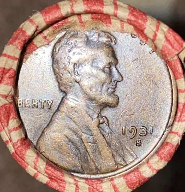 1 US Lincoln Wheat Cent Penny Roll 1931-S/1909 VDB BU+ RD (50 Coins) Old Vintage