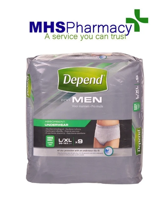 DEPEND INCONTINENCE 9 Pants Men Male Large / X Large Super Absorbent