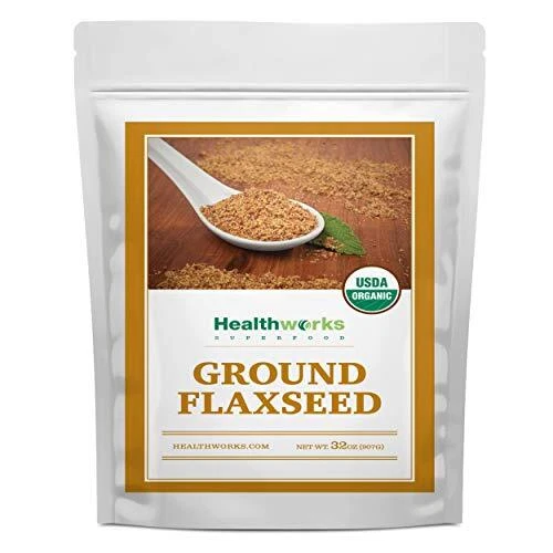 Healthworks Flax Seed Ground Powder Cold Milled Raw Organic 32 Ounces / 2 Pou...