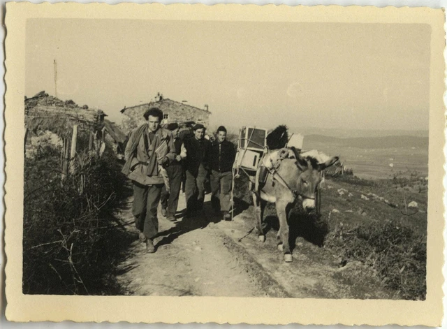 Femme sur un âne - Carte postale ancienne et vue d'Hier et Aujourd'hui