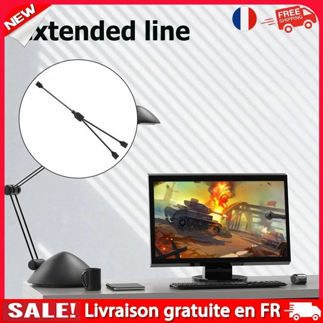 Câble Répartiteur ARGB 3 Broches 5V - Extension 1 à 3 Pour LED RGB PC Gamer - Blanc - 8
