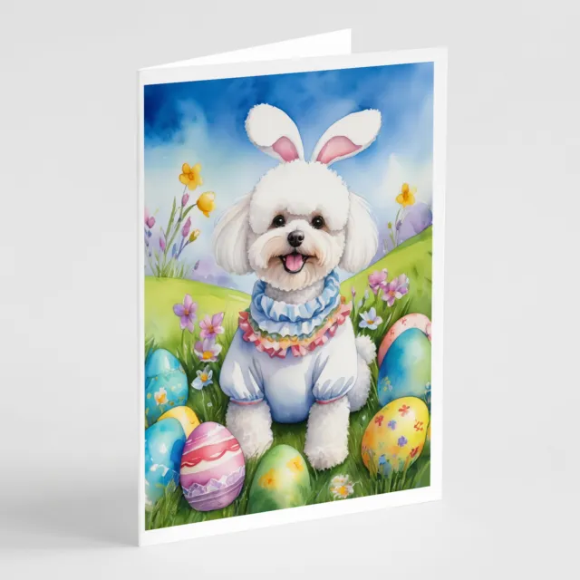 Bichon Frise Easter Egg Hunt Greeting Cards Envelopes Pack of 8 DAC4954GCA7P