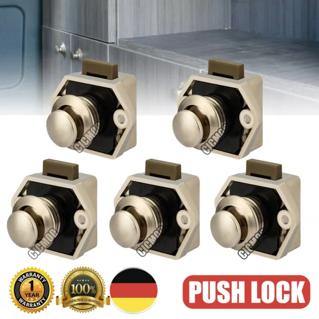 5x Push Lock Möbelschloss Druckschlösser Möbelgriff Wohnmobil Camper Kabinett