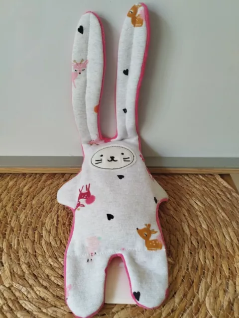 Doudou lapin blanc gris rose biches foans cœurs Catimini neuf