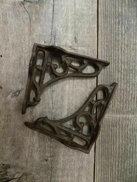 4 Antique Style Shelf Brackets Wall Moun Cast Iron Corbels SMALL 3 1/2" X 3 7/8 2