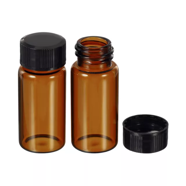 10mL Reagent Glass Storage Bottle 12Pcs Round Plastic Screw Cap Lab Home Brown