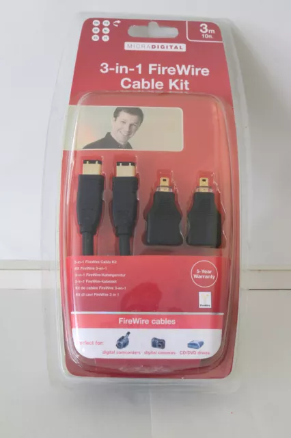 Belkin 3-in-1 3m FireWire Cable Kit New Old Stock Sealed