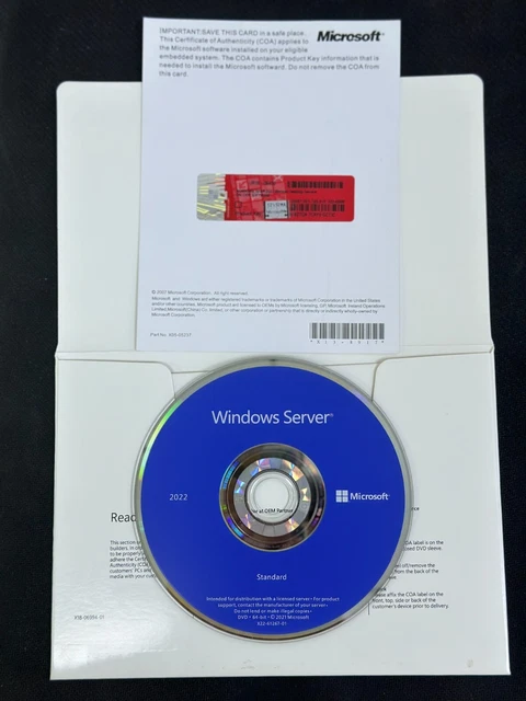 MICROSOFT WINDOWS SERVER Standard 2022 DVD 64Bit 16 Core / 50 RDS USER ...