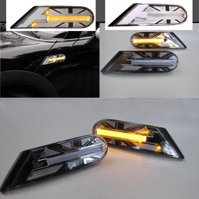 LED INDICATOR SIDE Union Jack Black for Mini Cooper R56 R55 R57 R58 R59 ...