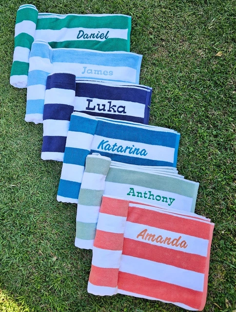 Personalised Beach Towels Custom Embroidered Pool Towel Christmas Gift AU SELLER