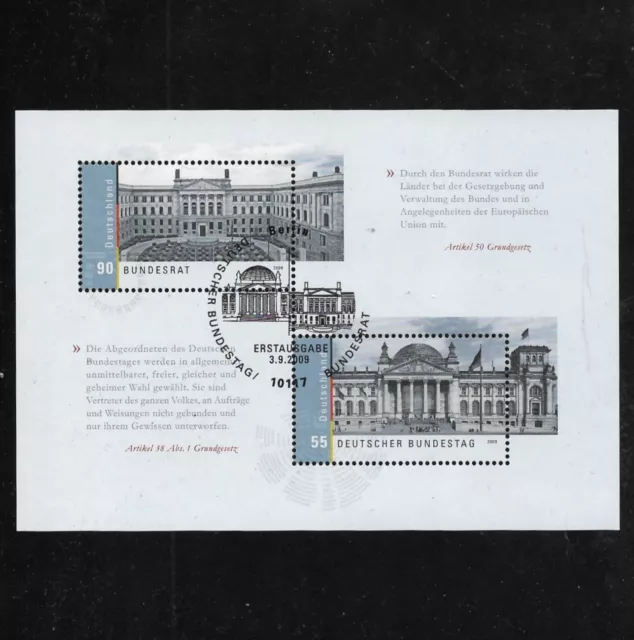 Briefmarken BRD / Bund 2009 Michel-Nr. 2757 bis 2758 als Block 76 gestempelt