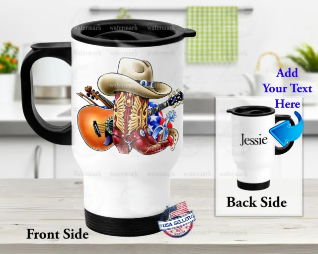 Western Cowboy Boot Collage  Stainless Steel Thermal 14oz Insulated Travel Mug