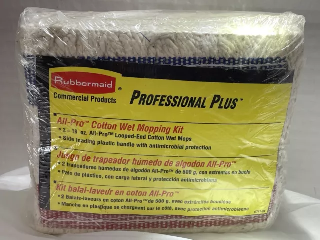 2 Rubbermaid Commercial Professional Looped End Cotton Wet Mop Kit 18OZ All Pro