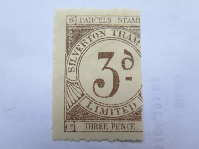 SILVERTON TRAMWAY NSW SOUTH AUST RAILWAYS 3 PENCE PARCEL STAMP 1910s LIGHT BROWN