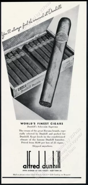 1947 H Upmann Cuban cigar photo Havana Cuba Alfred Dunhill vintage print ad